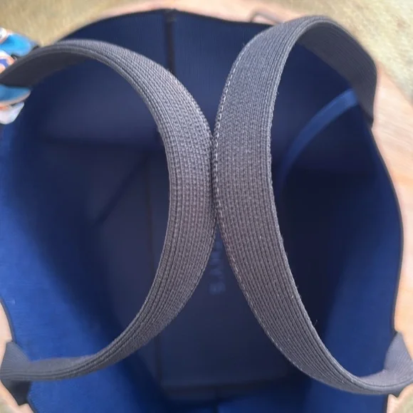 Rothy’s Bag Large Elegant Navy Blue Canvas Tote Bag with Scarf Accent - Picture 14 of 15